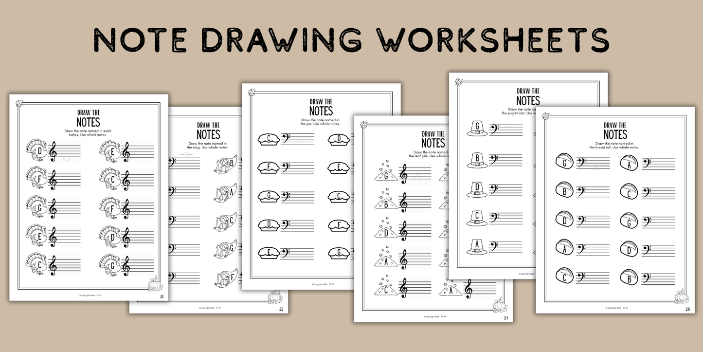 Thanksgiving Music Worksheets
