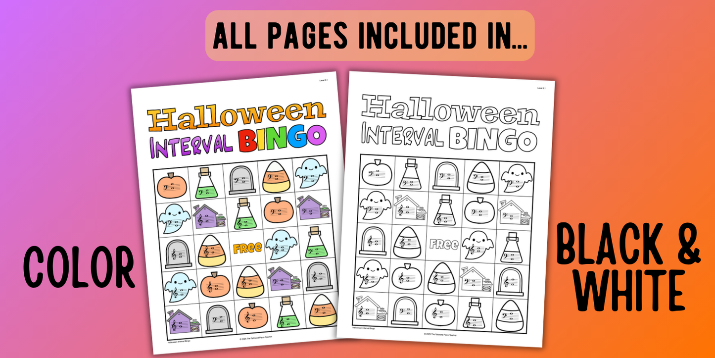 Halloween Music Interval Bingo