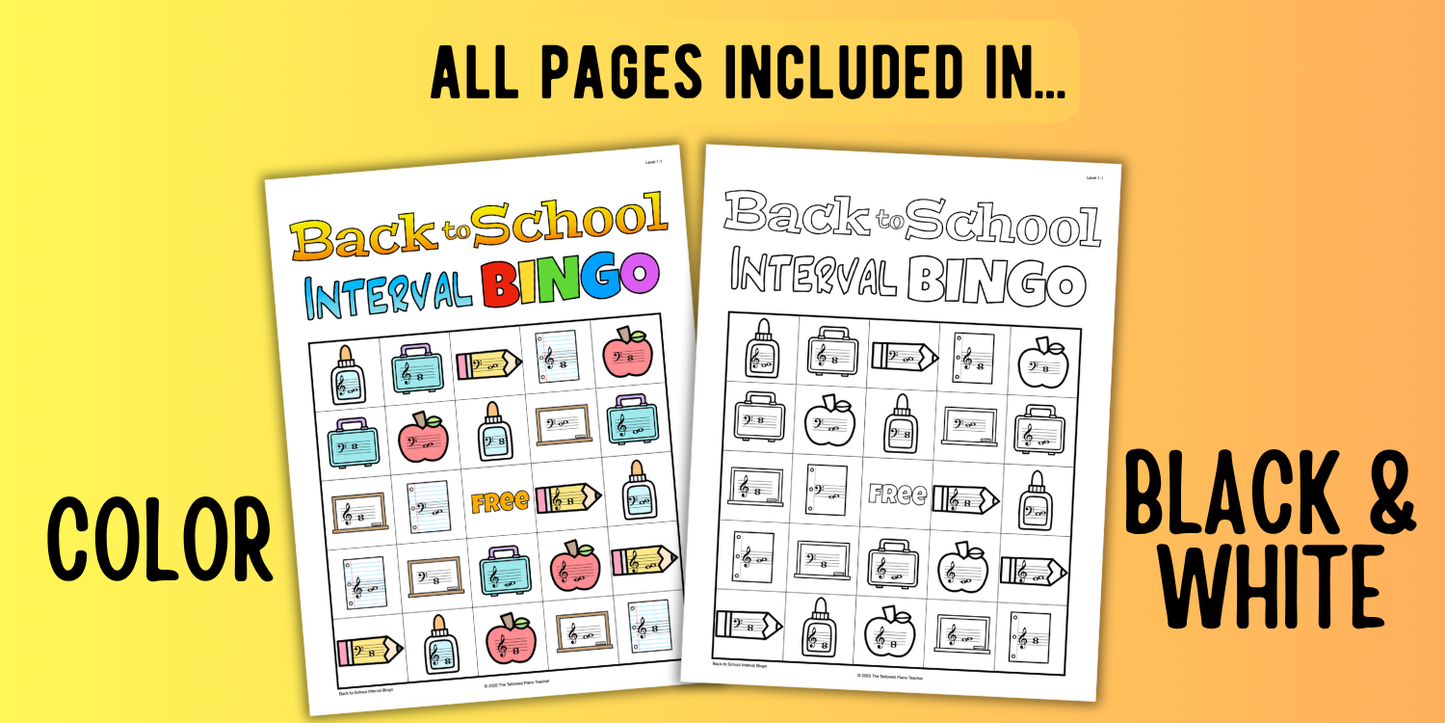 Back to School Interval Bingo