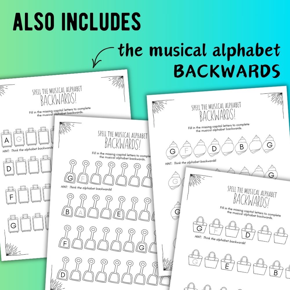 Summer MUSICAL ALPHABET Music Worksheets