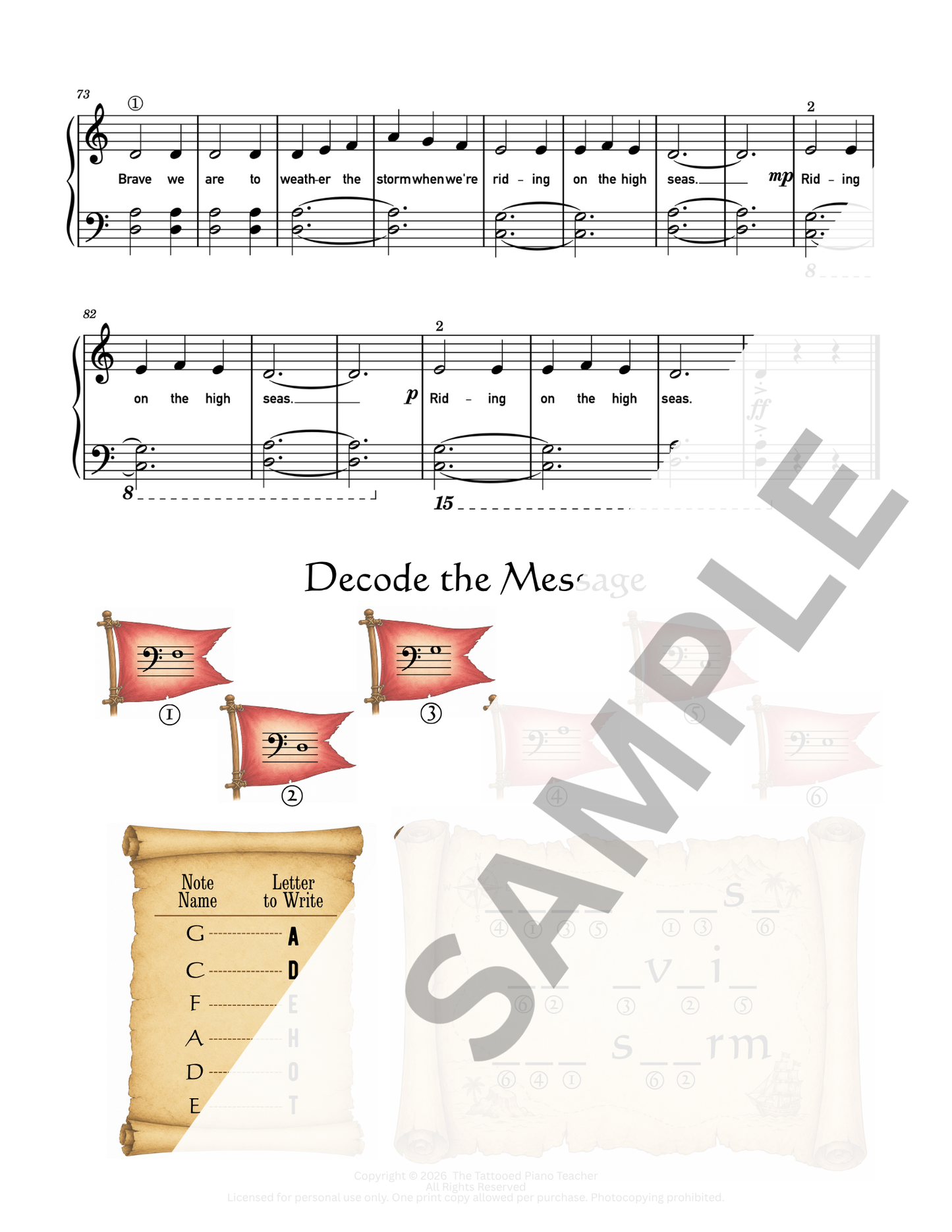 On the High Seas - Level 2A Elementary Fantasy Piano Solo Sheet Music