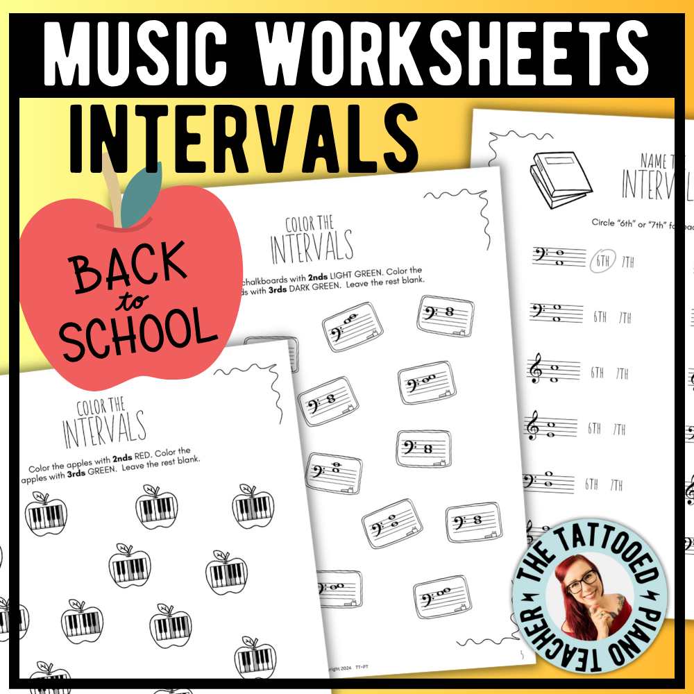 Back to School INTERVALS Music Worksheets