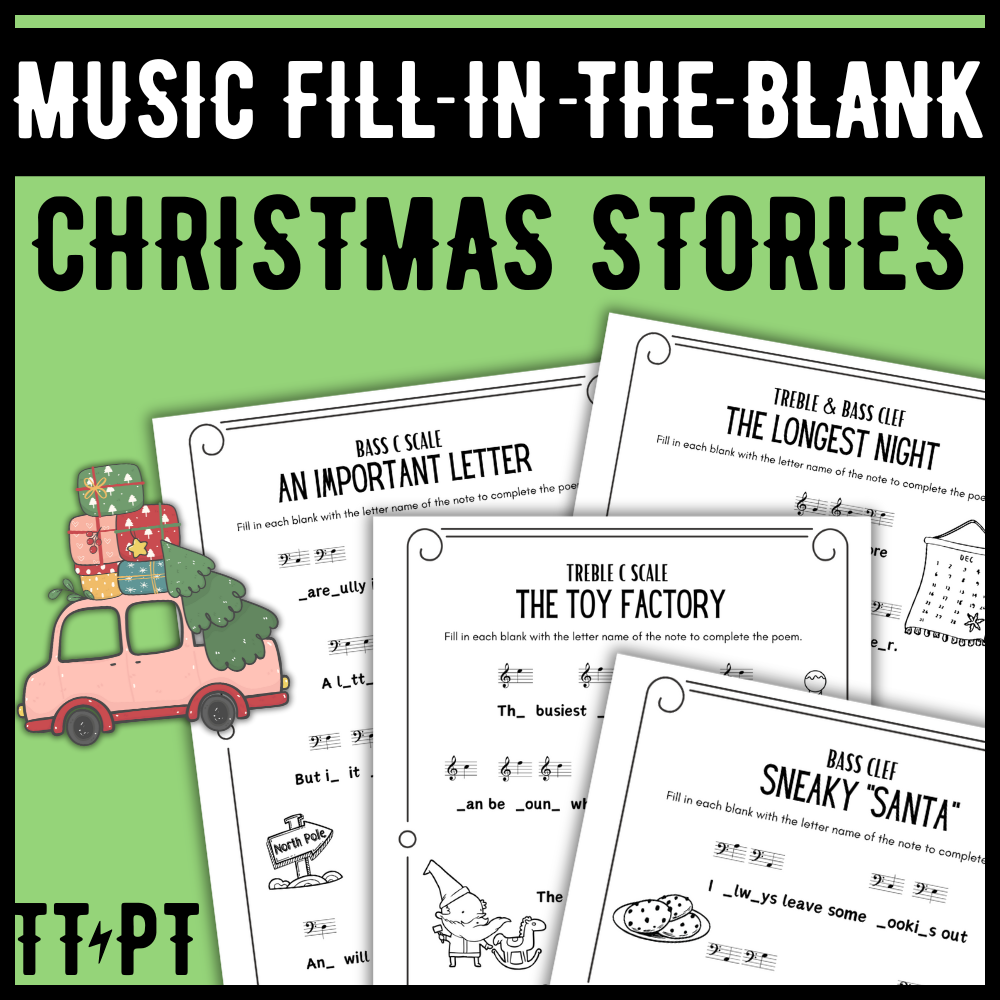 Christmas Fill-in-the-Blank Note Naming Stories