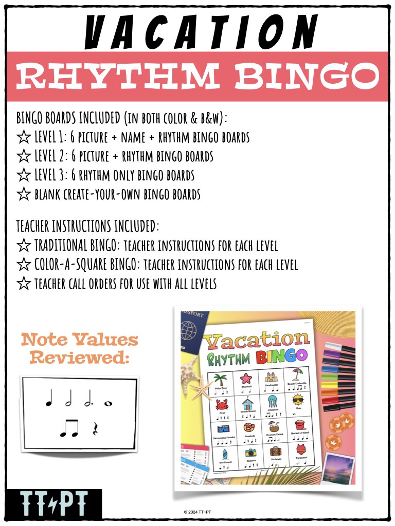 Vacation Rhythm Bingo