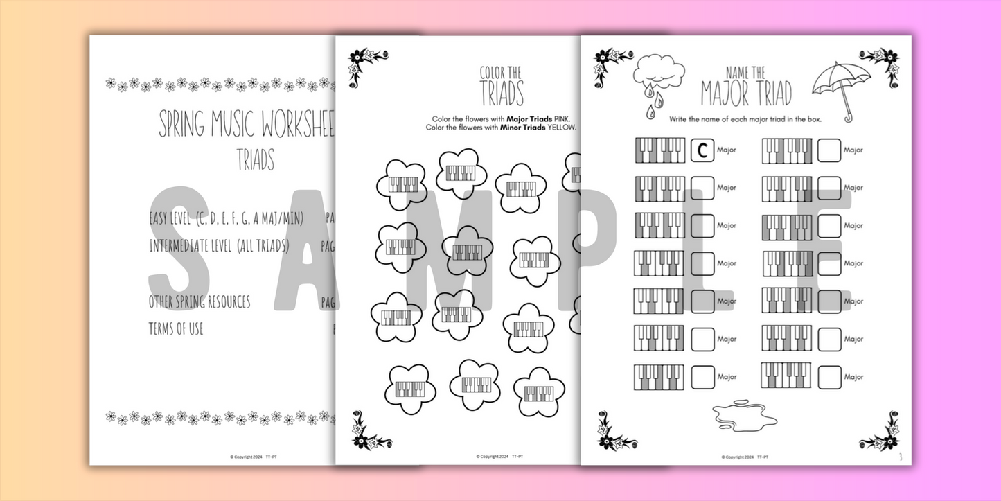 Spring TRIADS Music Worksheets