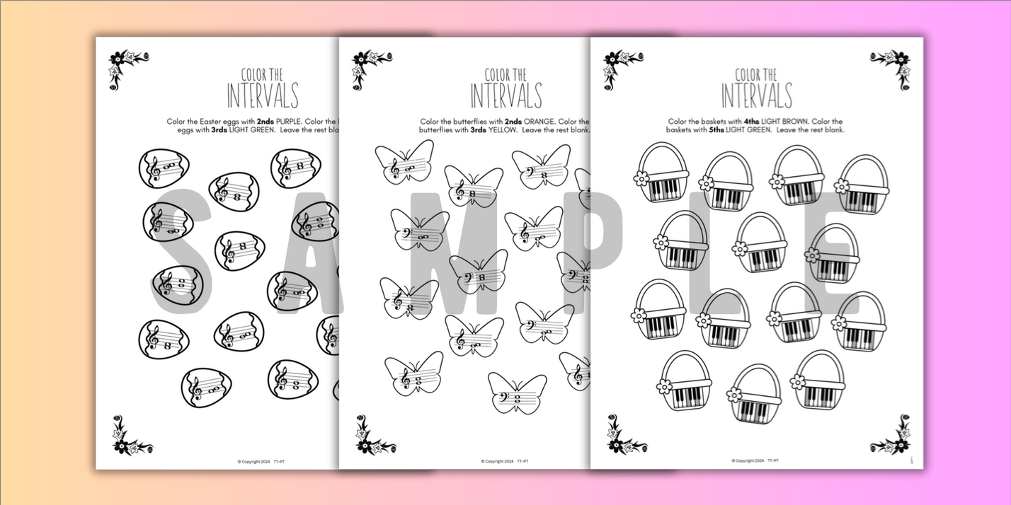 Spring INTERVALS Music Worksheets