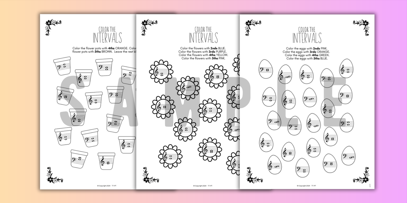 Spring INTERVALS Music Worksheets