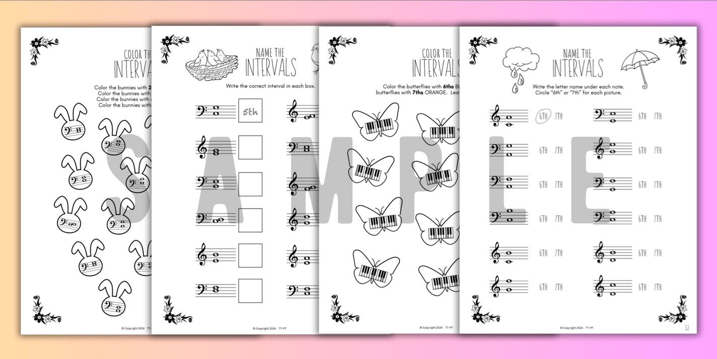 Spring INTERVALS Music Worksheets