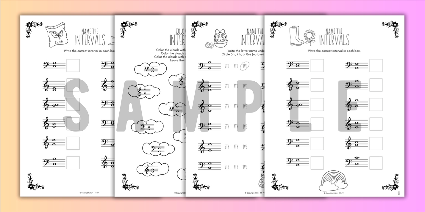 Spring INTERVALS Music Worksheets