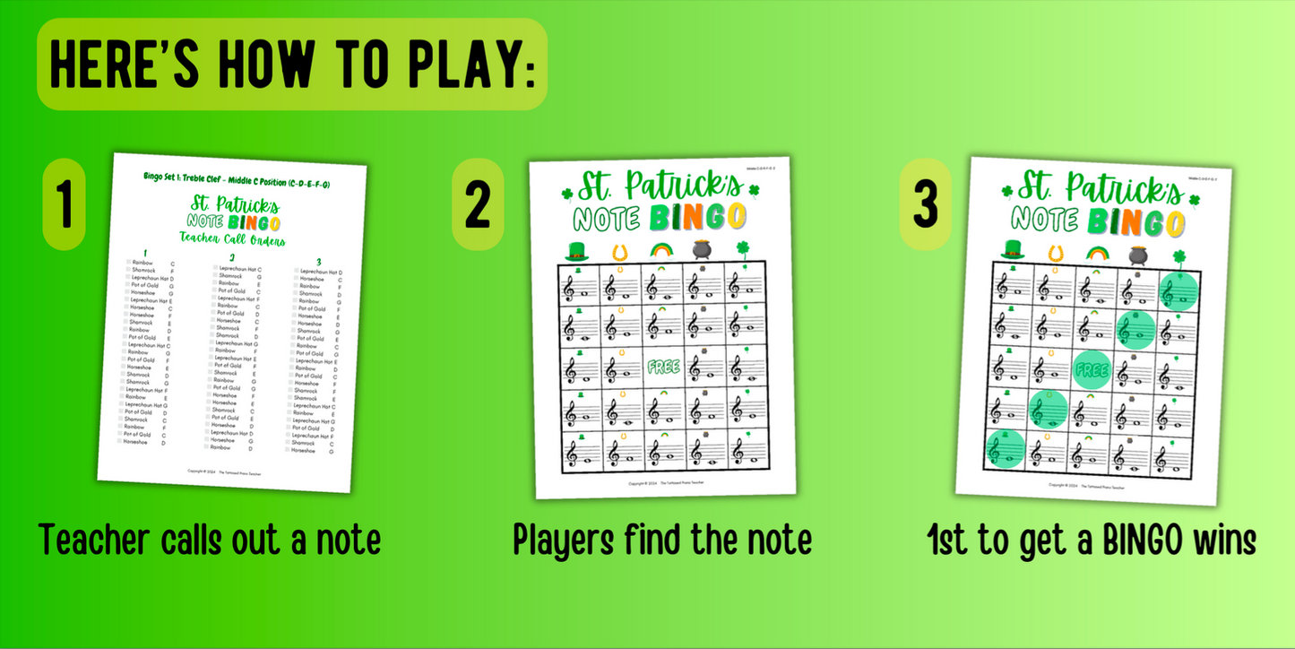 St. Patrick's Day Music Note Bingo