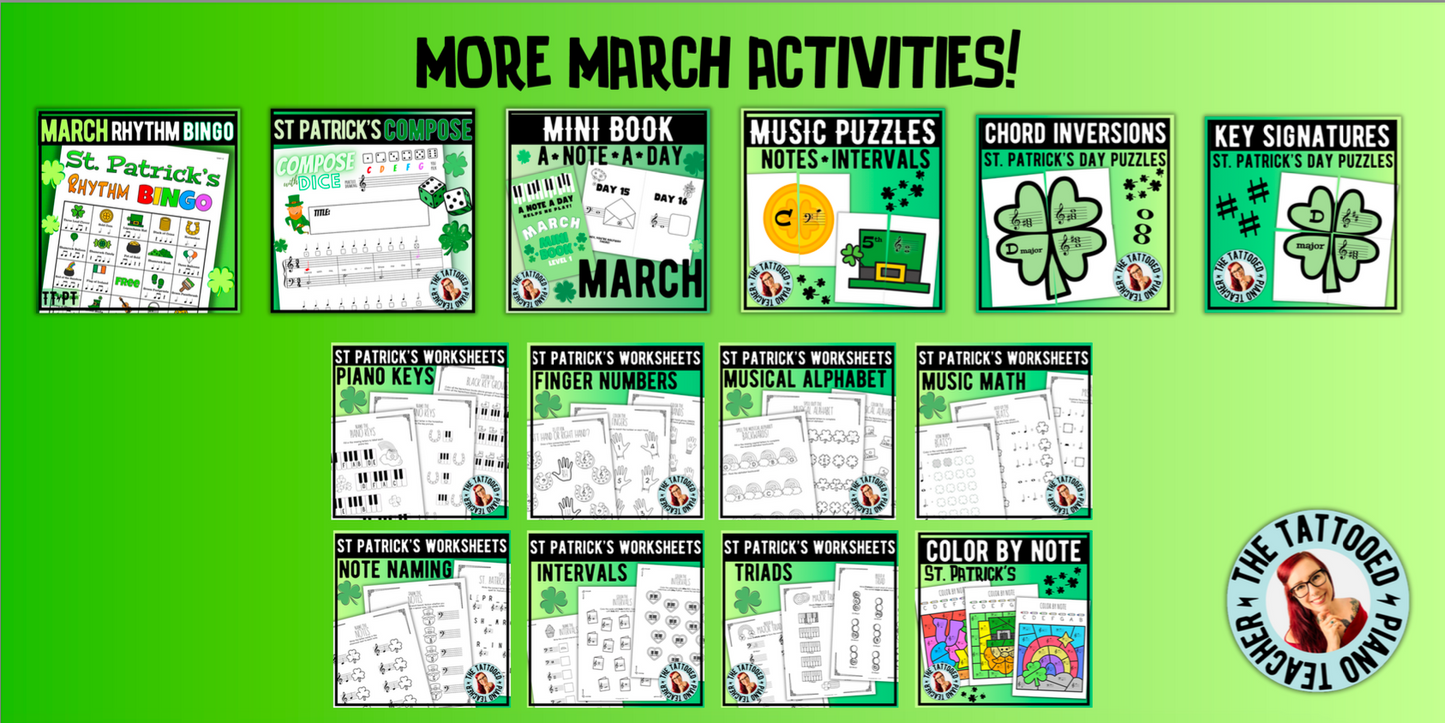St. Patrick's Day Music Note Bingo