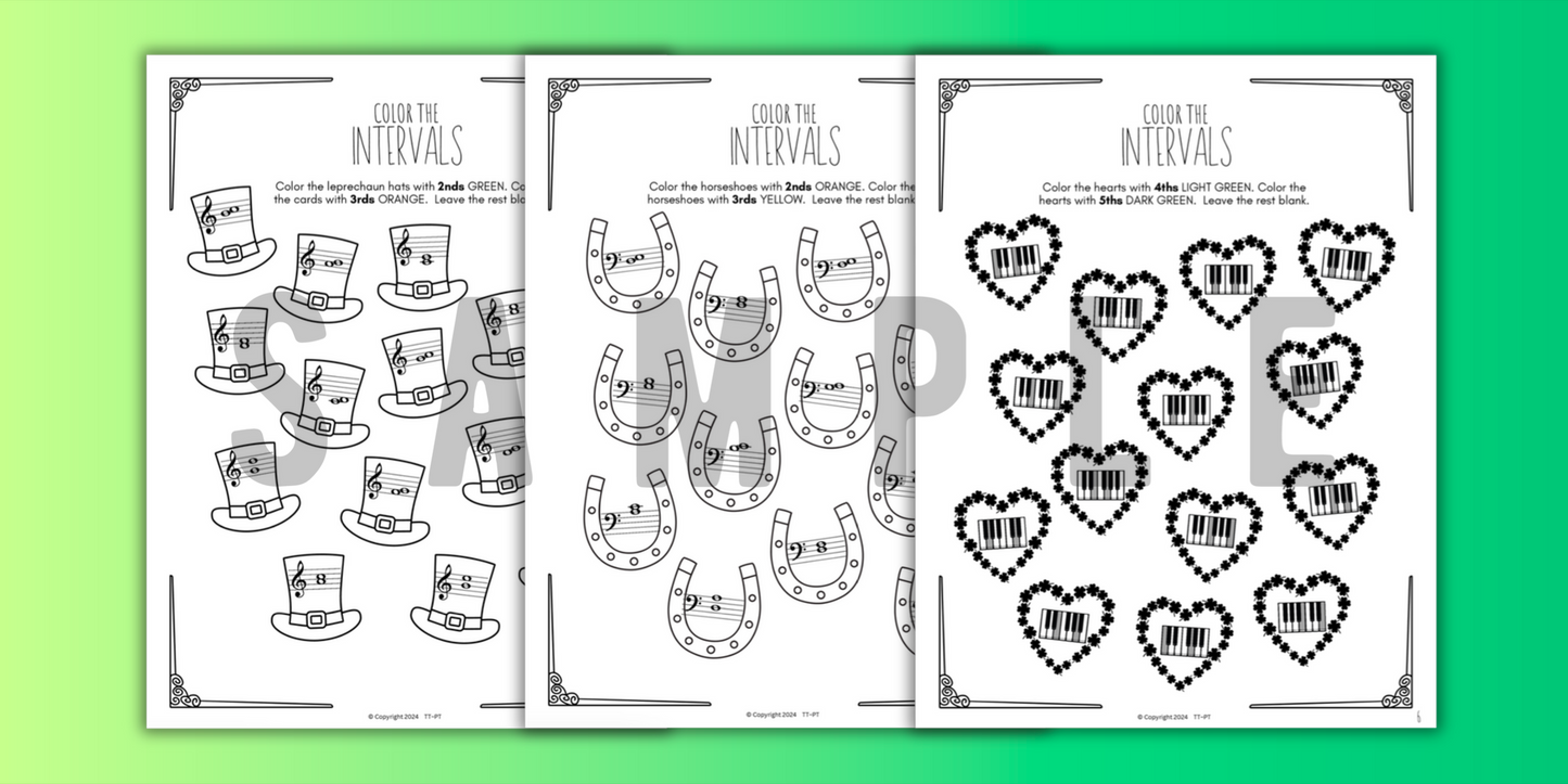 St. Patrick's Day INTERVALS Music Worksheets