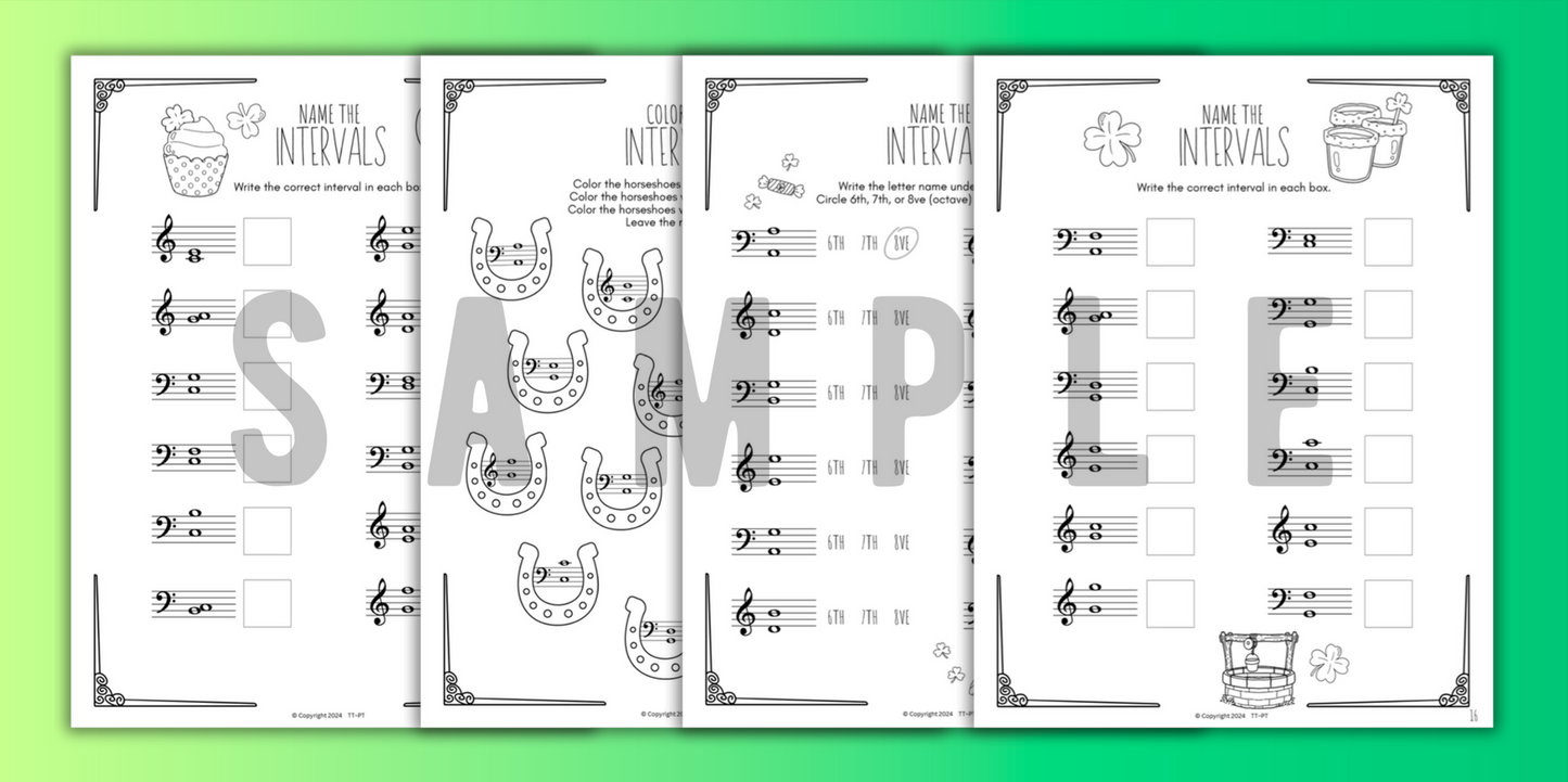 St. Patrick's Day INTERVALS Music Worksheets