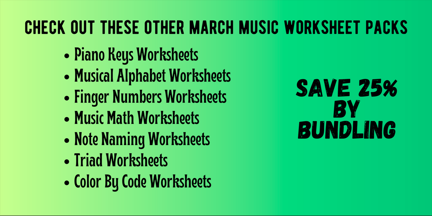 St. Patrick's Day INTERVALS Music Worksheets