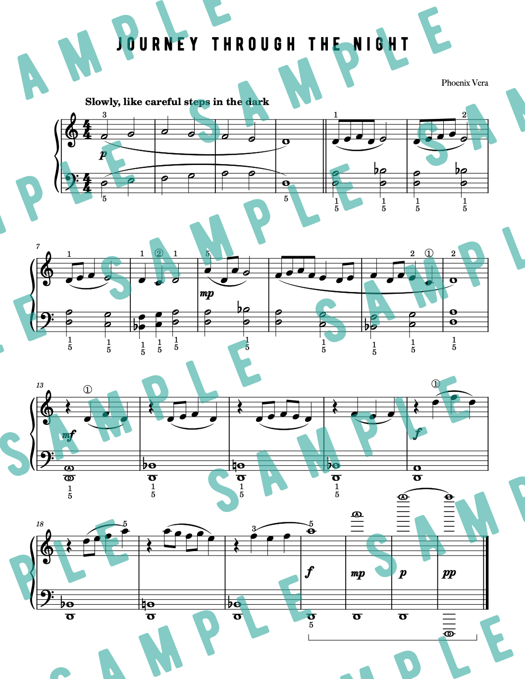 Journey Through the Night - Elementary Piano Solo Sheet Music