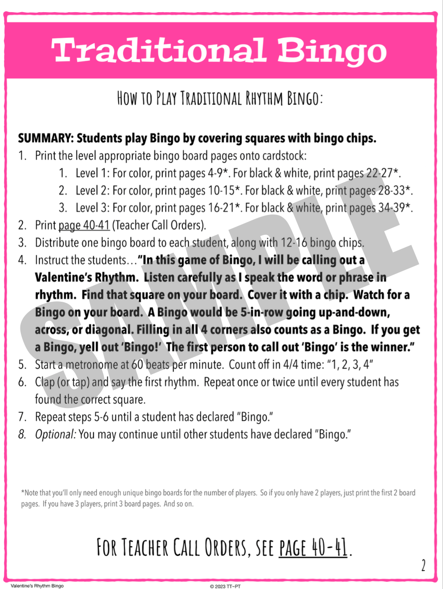 Valentine's Day Rhythm Bingo