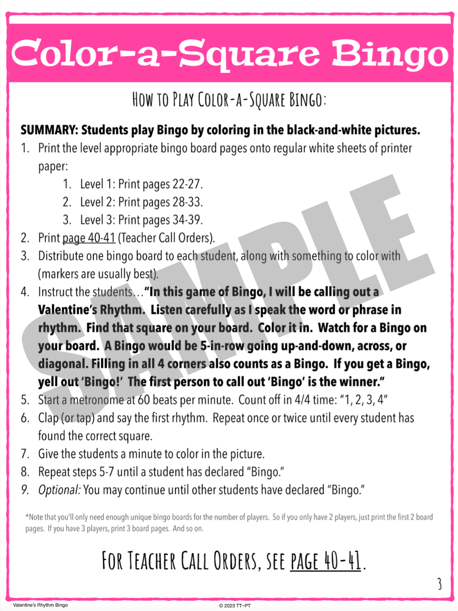 Valentine's Day Rhythm Bingo