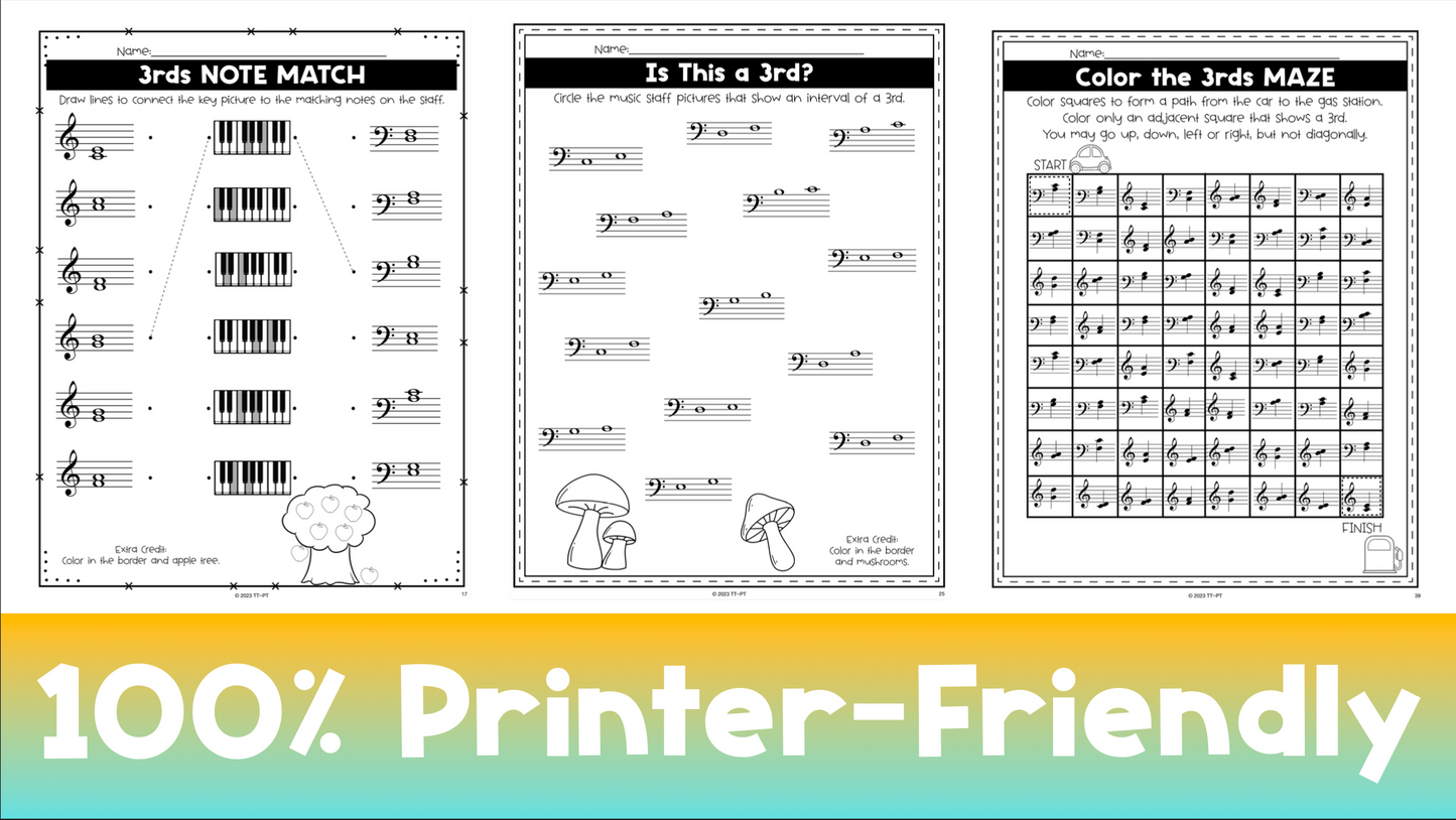 3rds Interval Worksheets