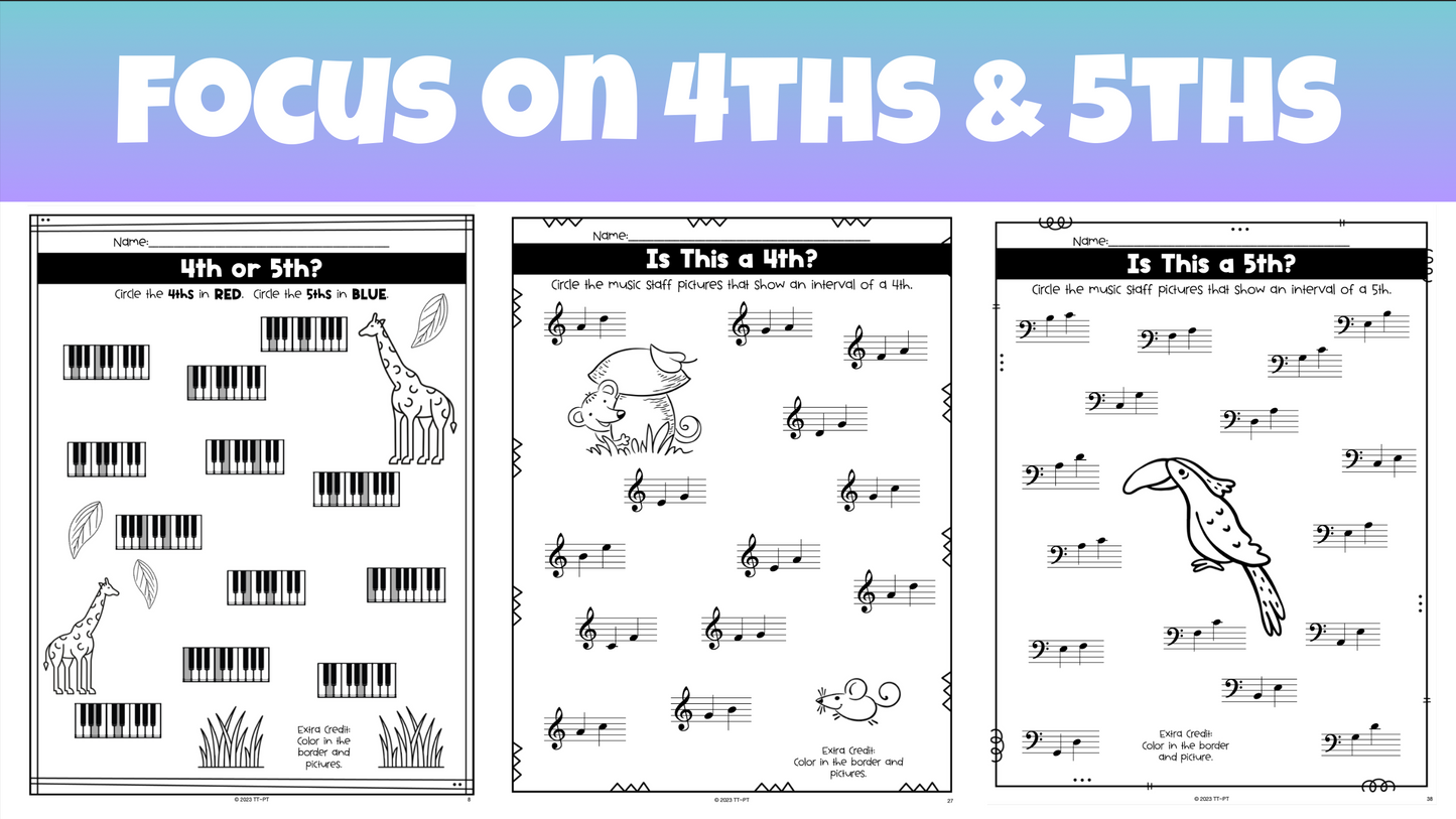 4ths & 5ths Interval Worksheets
