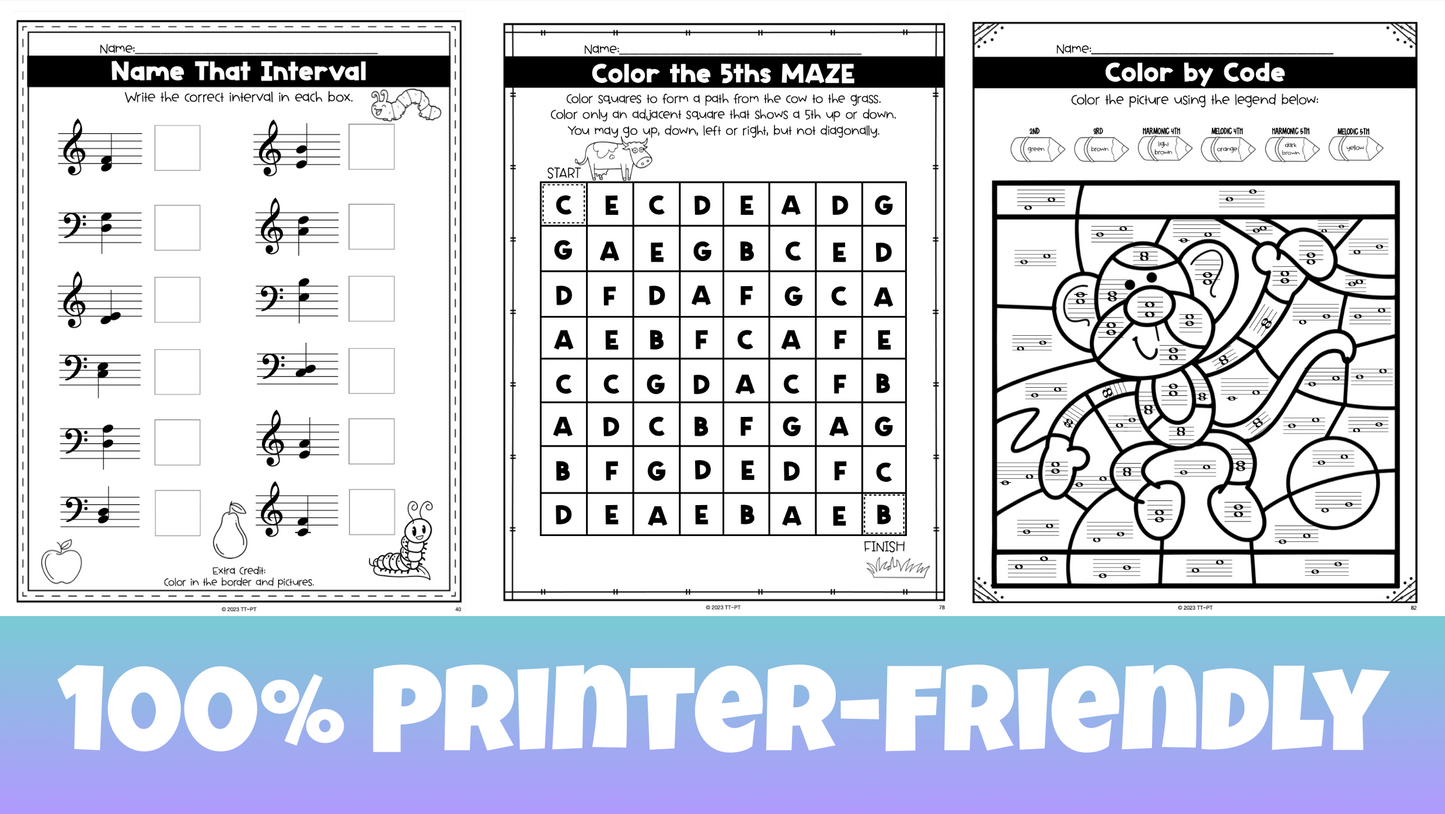 4ths & 5ths Interval Worksheets