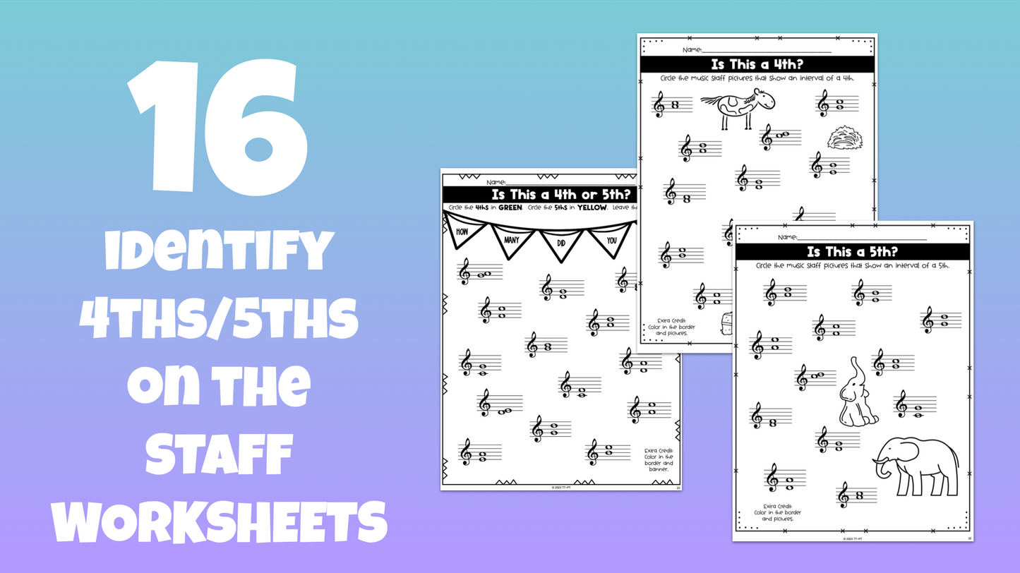 4ths & 5ths Interval Worksheets