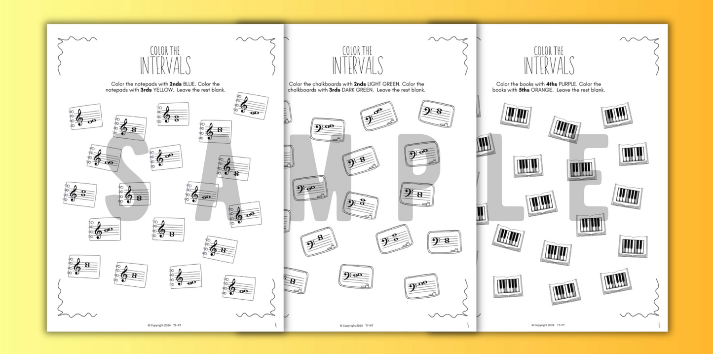 Back to School INTERVALS Music Worksheets
