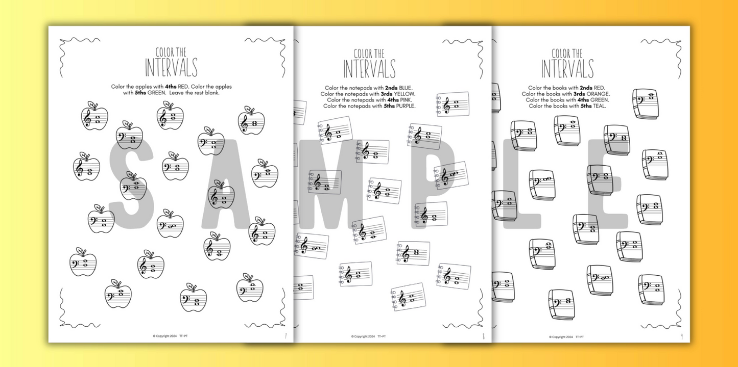 Back to School INTERVALS Music Worksheets