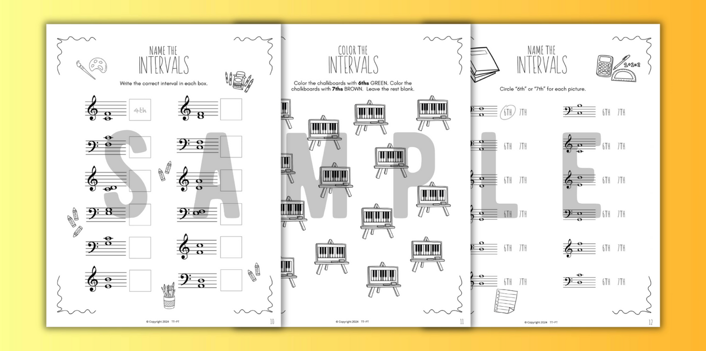 Back to School INTERVALS Music Worksheets