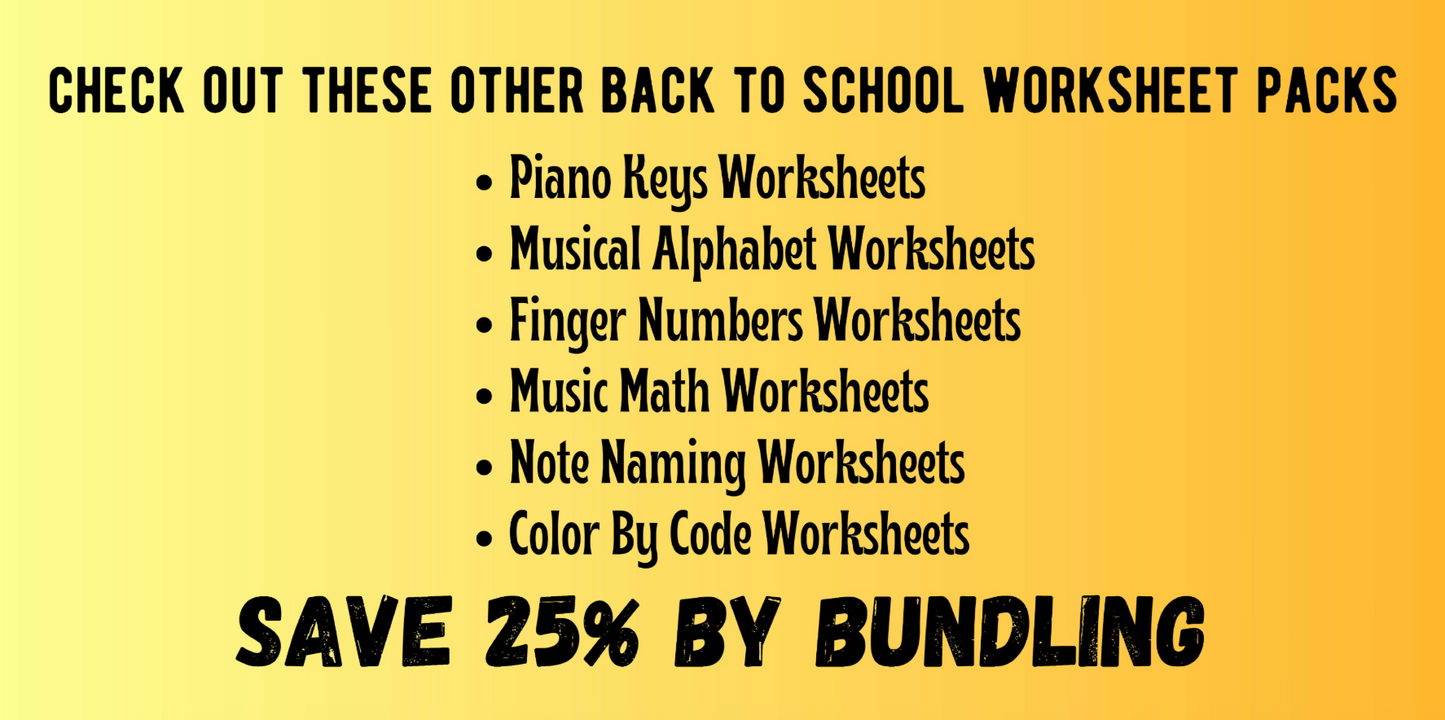 Back to School INTERVALS Music Worksheets