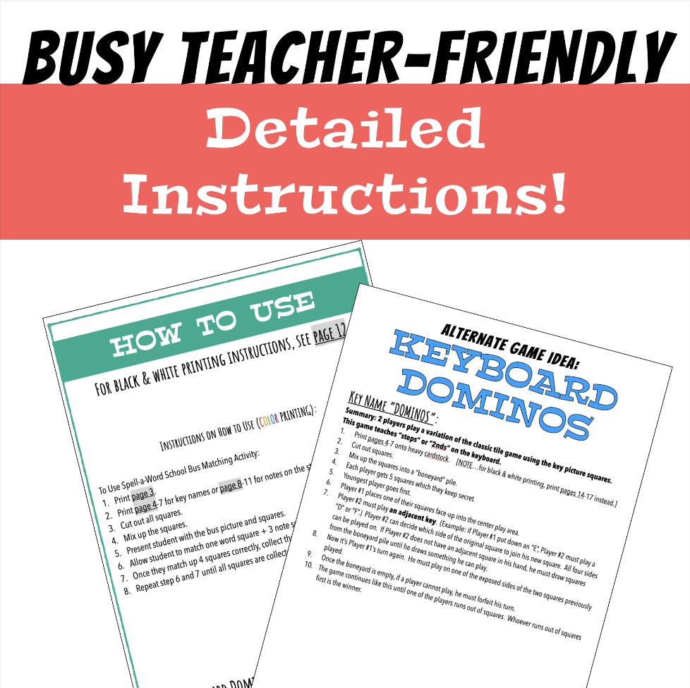 Back to School Bus Matching 1: Keys & Notes