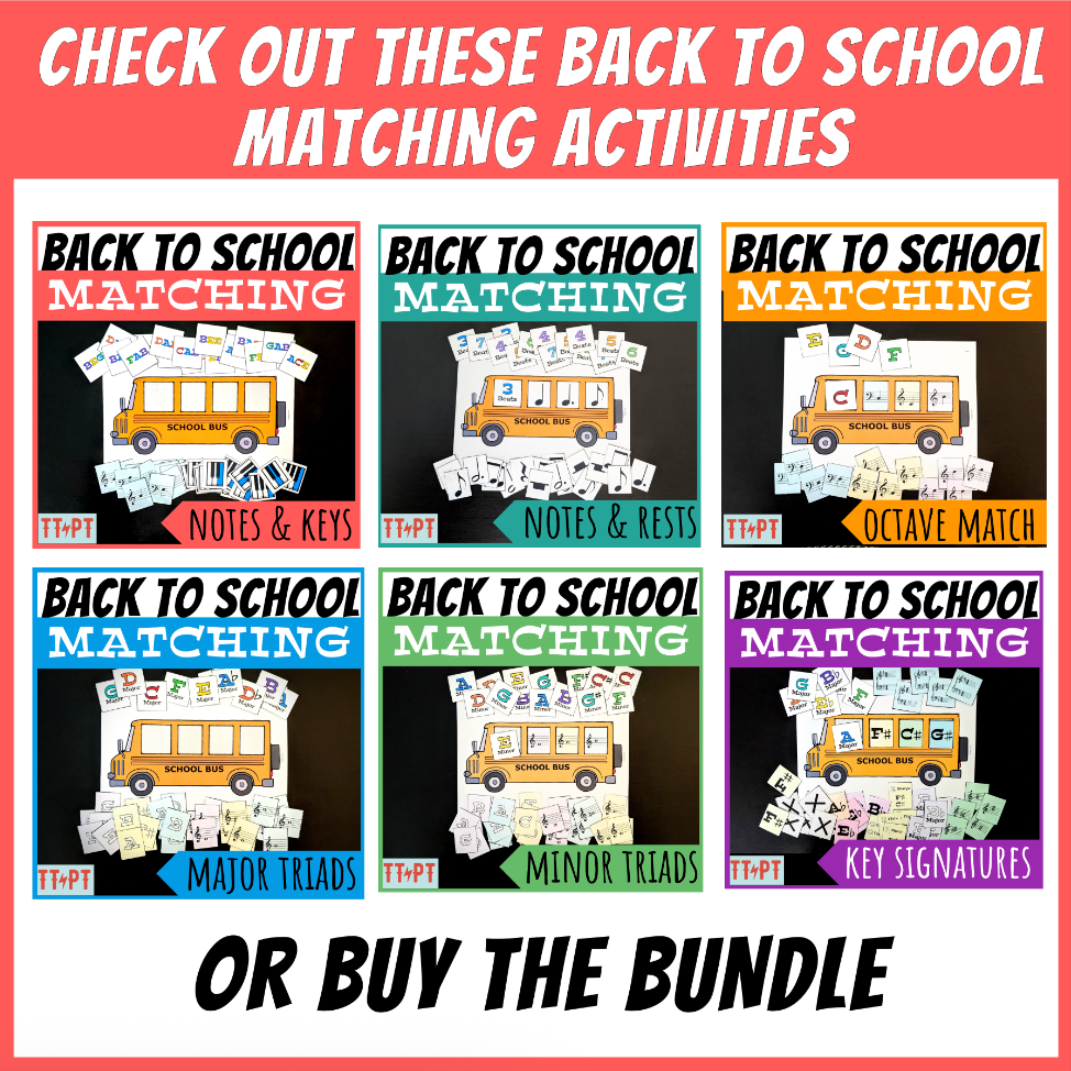 Back to School Bus Matching 1: Keys & Notes