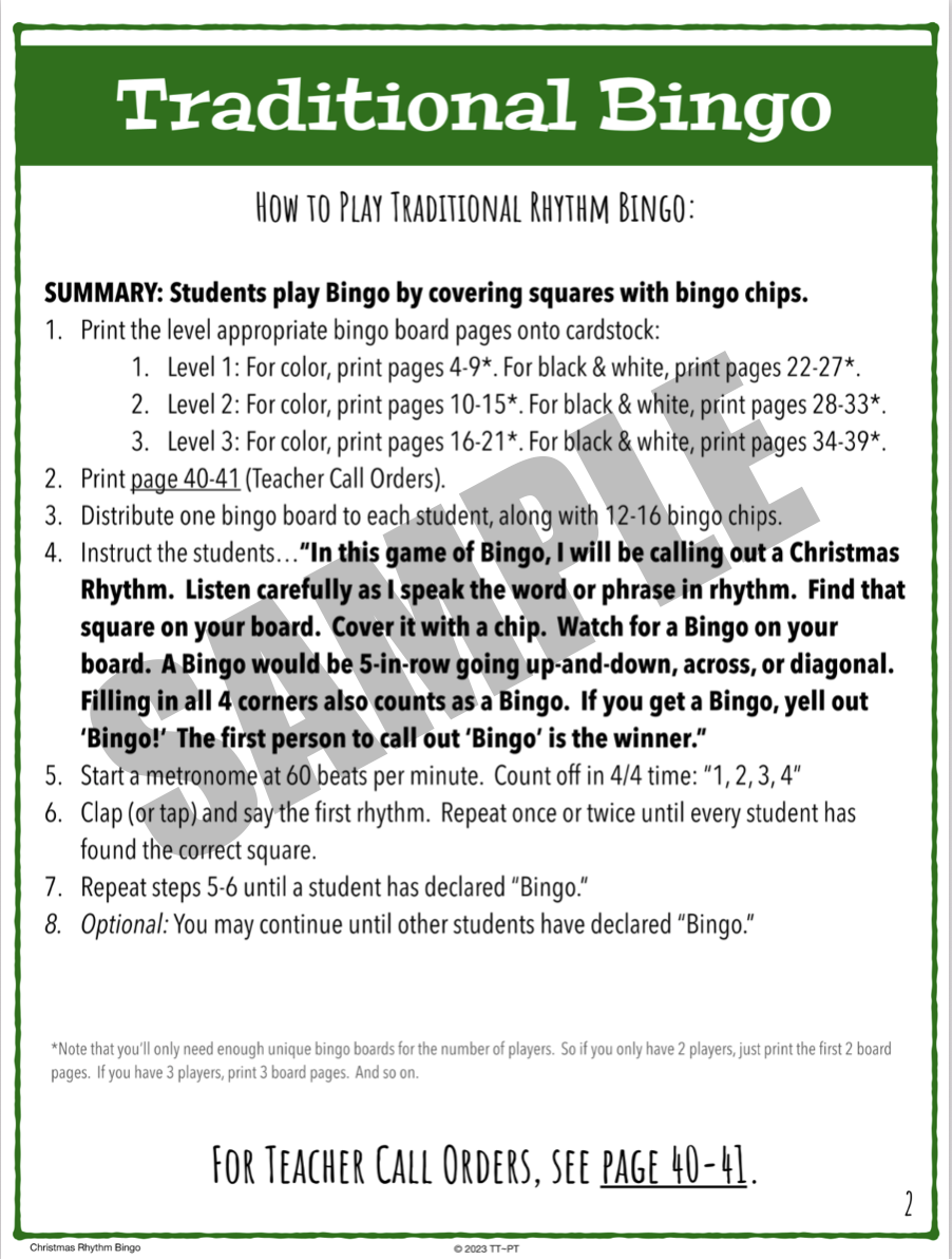 Christmas Rhythm Bingo