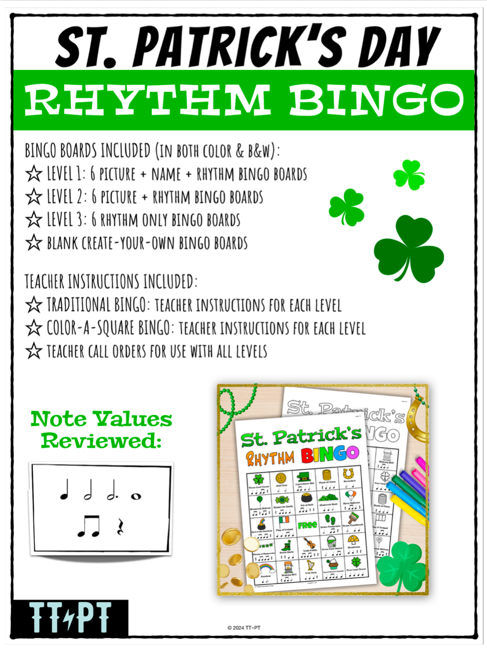 St. Patrick's Day Rhythm Bingo
