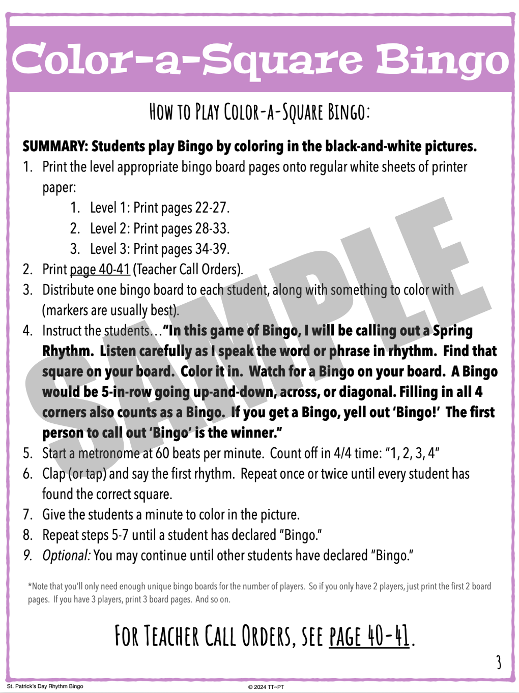 Spring Rhythm Bingo