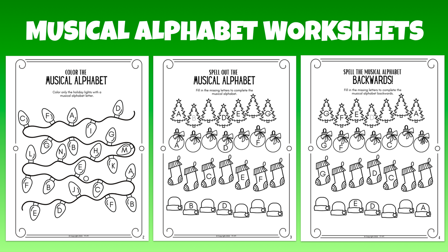 Christmas Music Theory Worksheets