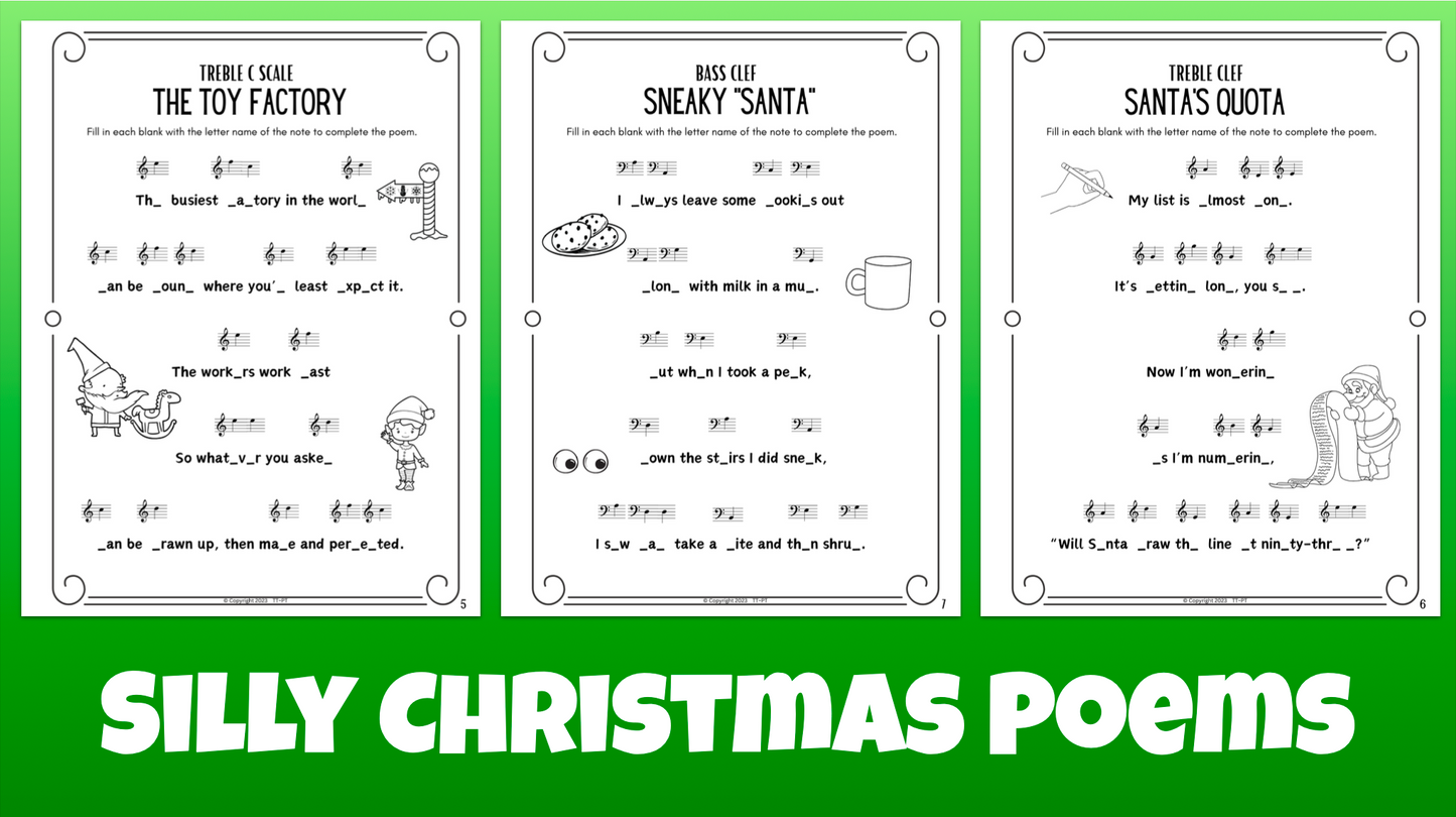 Christmas Fill-in-the-Blank Note Naming Stories