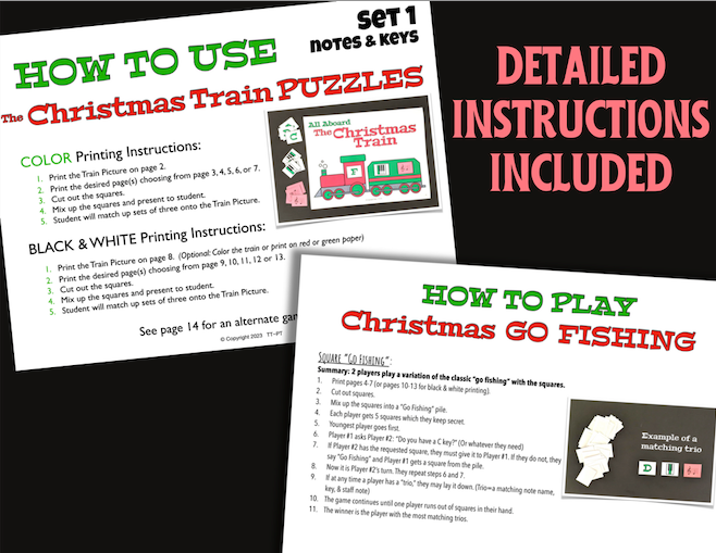 Christmas Train Puzzles Set 1: Notes & Key Names