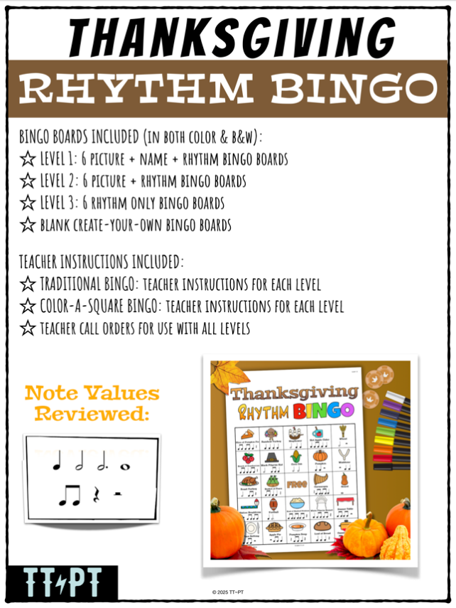 Thanksgiving Rhythm Bingo