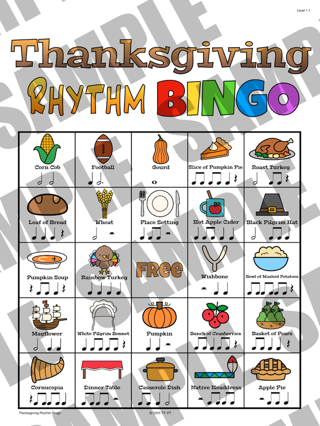 Thanksgiving Rhythm Bingo