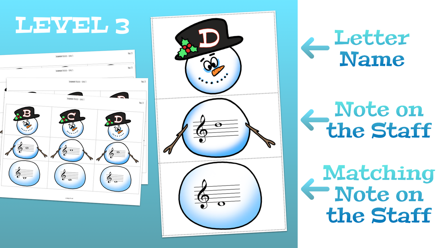 Snowman Matching Note Puzzles
