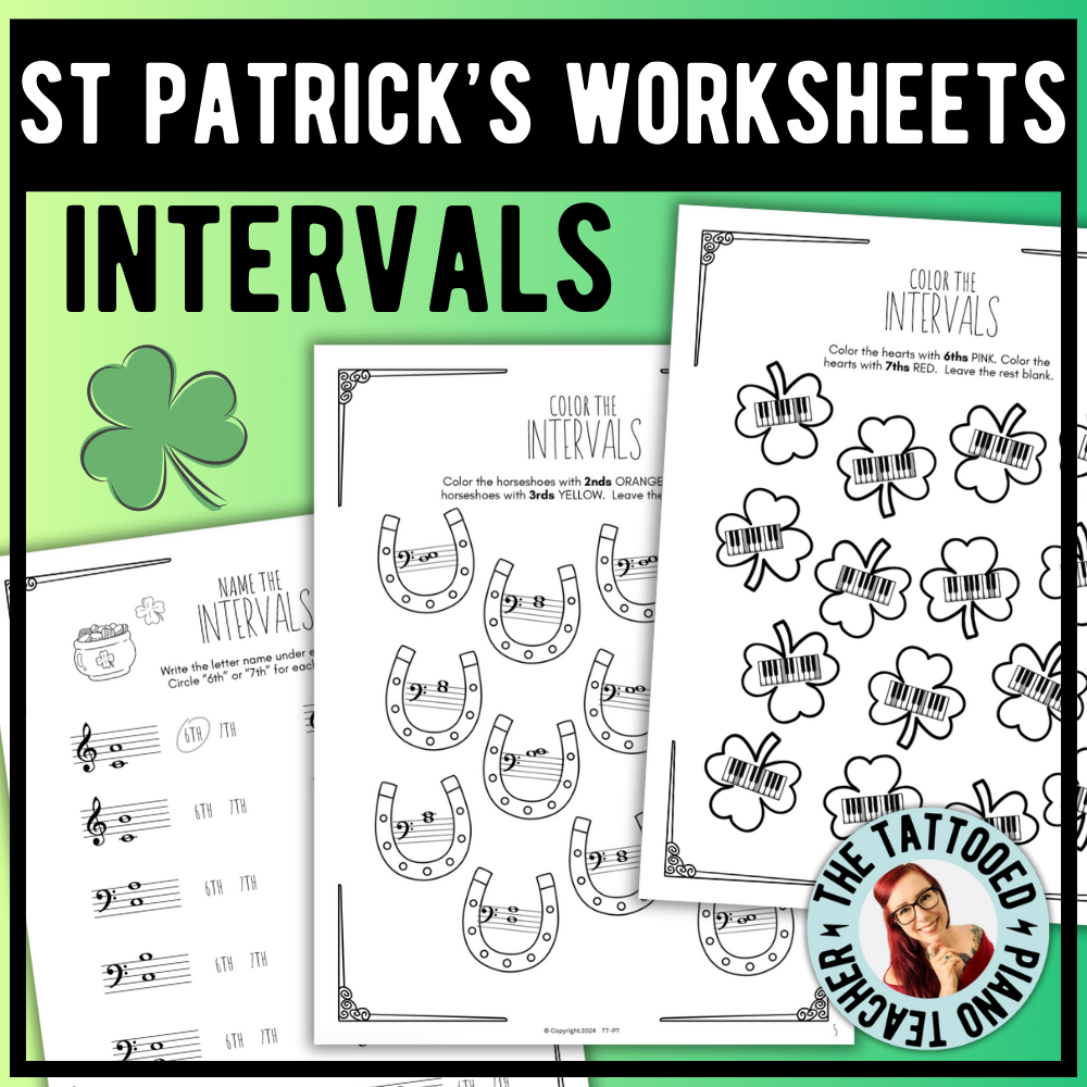 St. Patrick's Day INTERVALS Music Worksheets
