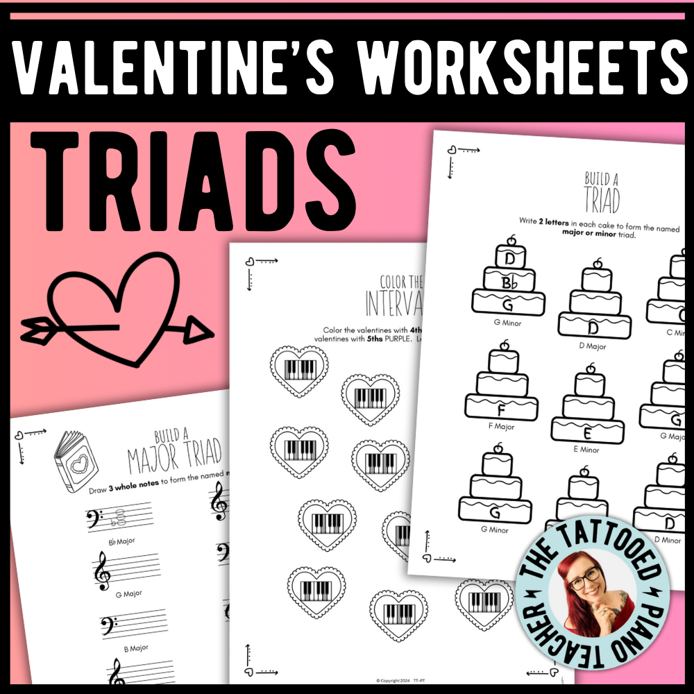 Valentine's Day TRIADS Music Worksheets