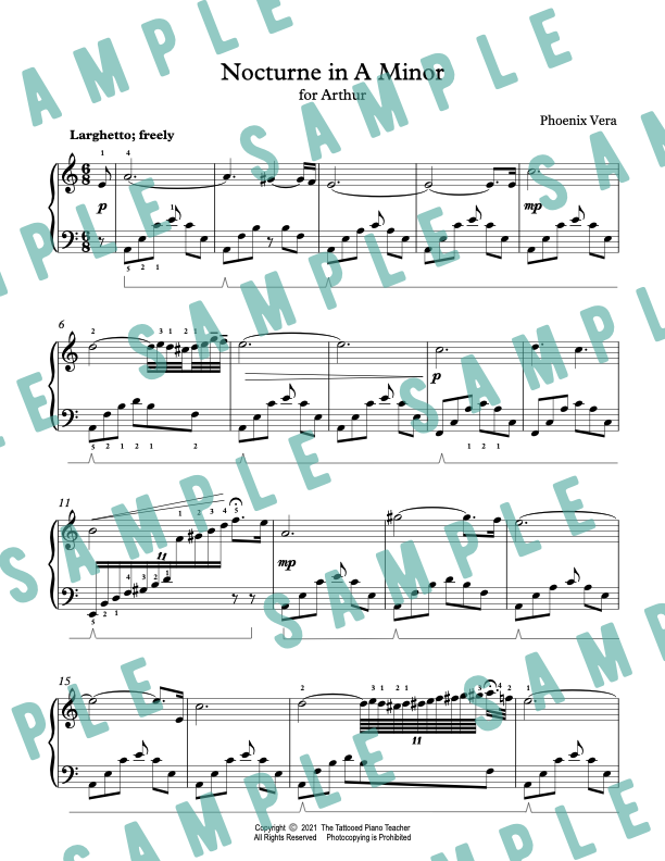 Nocturne No. 3 in A Minor - Early Advanced Original Piano Solo Sheet Music
