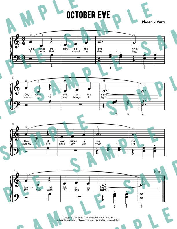 October Eve - Elementary Piano Solo Sheet Music & Activity