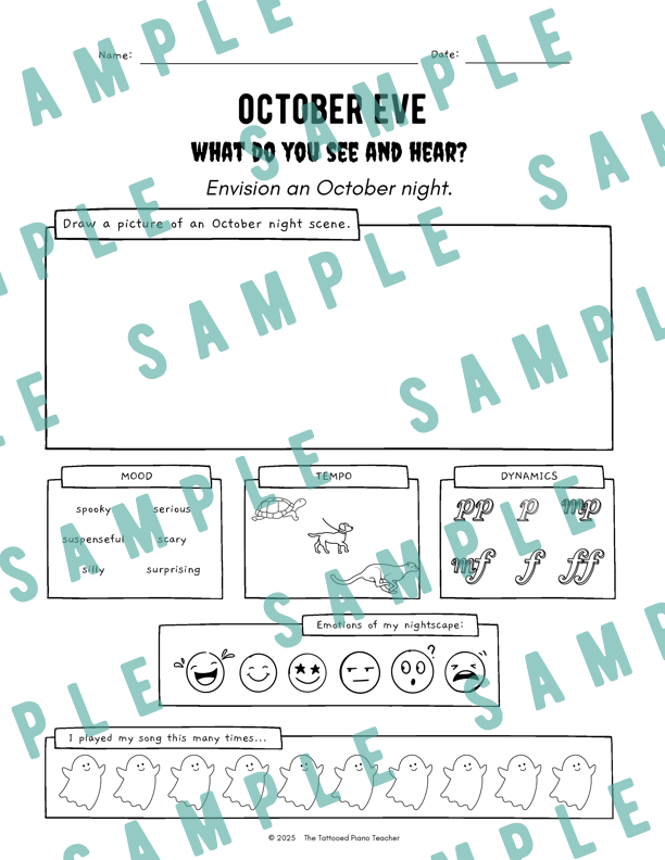 October Eve - Elementary Piano Solo Sheet Music & Activity