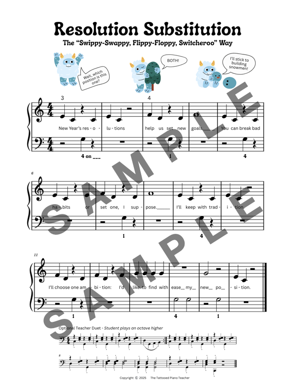 Resolution Substitution - Early Elementary Piano Solo Sheet Music