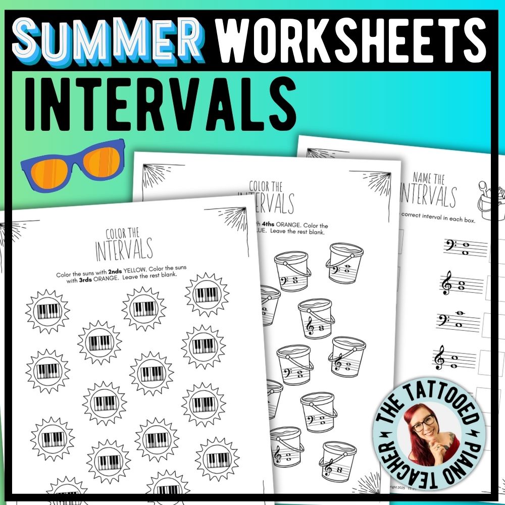 Summer INTERVALS Music Worksheets