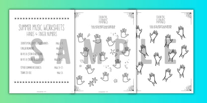 Summer FINGER NUMBERS Music Worksheets