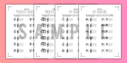 Valentine's Day KEY SIGNATURES Worksheets