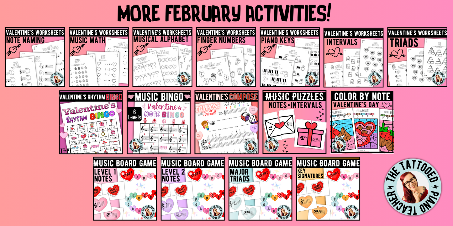 Valentine's Day Music Interval Bingo